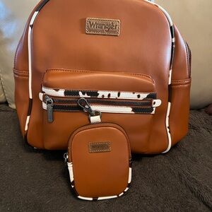 Wrangler Tan Backpack with Patterned Interior                 ** NEW WITH TAGS**